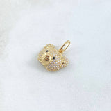 Dije Rostro Oso 2.45gr / 1.8cm / Circones Blancos Negro Oro Amarillo 18K