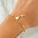 Pulso Denario Virgen Milagrosa 2.2gr / 18.5cm / 3mm Diamantado Oro Amarillo 18K *