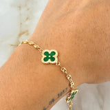Pulso GC Trebol Verde 5.35gr / 19cm / Oro Amarillo 18K