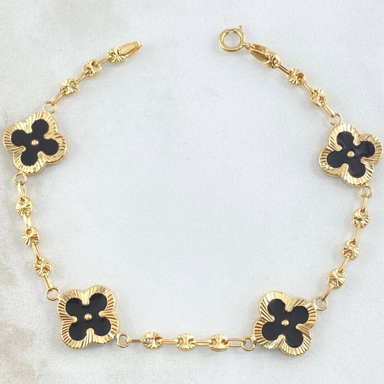 Pulso GC Trebol Negro 5.2gr / 19cm / Oro Amarillo 18K *