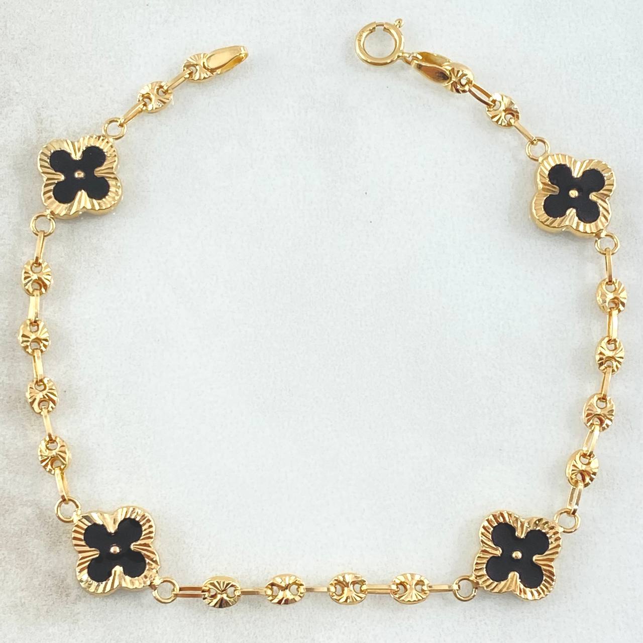 Pulso GC Trebol Negro 4gr / 18.5cm / Oro Amarillo 18K *