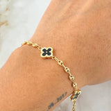 Pulso GC Trebol Negro 4gr / 18.5cm / Oro Amarillo 18K *