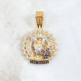 Dije San Miguel Arcángel Aureola Doble 7.15gr / 3.9cm / Relieve Circones Blancos Oro Amarillo 18K ©