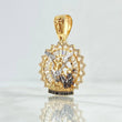 Dije San Miguel Arcángel Aureola Doble 7.15gr / 3.9cm / Relieve Circones Blancos Oro Amarillo 18K ©