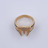 Anillo Casco De Gladiador 8.7gr / T11 / Circones Negros Blancos Dos Oros Negro Amarillo 18K &