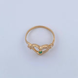 Anillo Corazon 2.05gr / T7 1/2 / Circones Verde Blancos Oro Amarillo 18K &