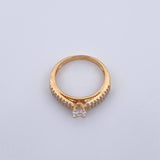 Anillo Solitario Puente 3.3gr / T7 1/4 / Circones Blancos Oro Amarillo 18K &