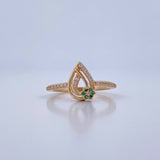 Anillo Gota 2.6gr / T7 1/2 / Circones Verdes Blancos Oro Amarillo 18K &