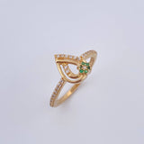 Anillo Gota 2.6gr / T7 1/2 / Circones Verdes Blancos Oro Amarillo 18K &