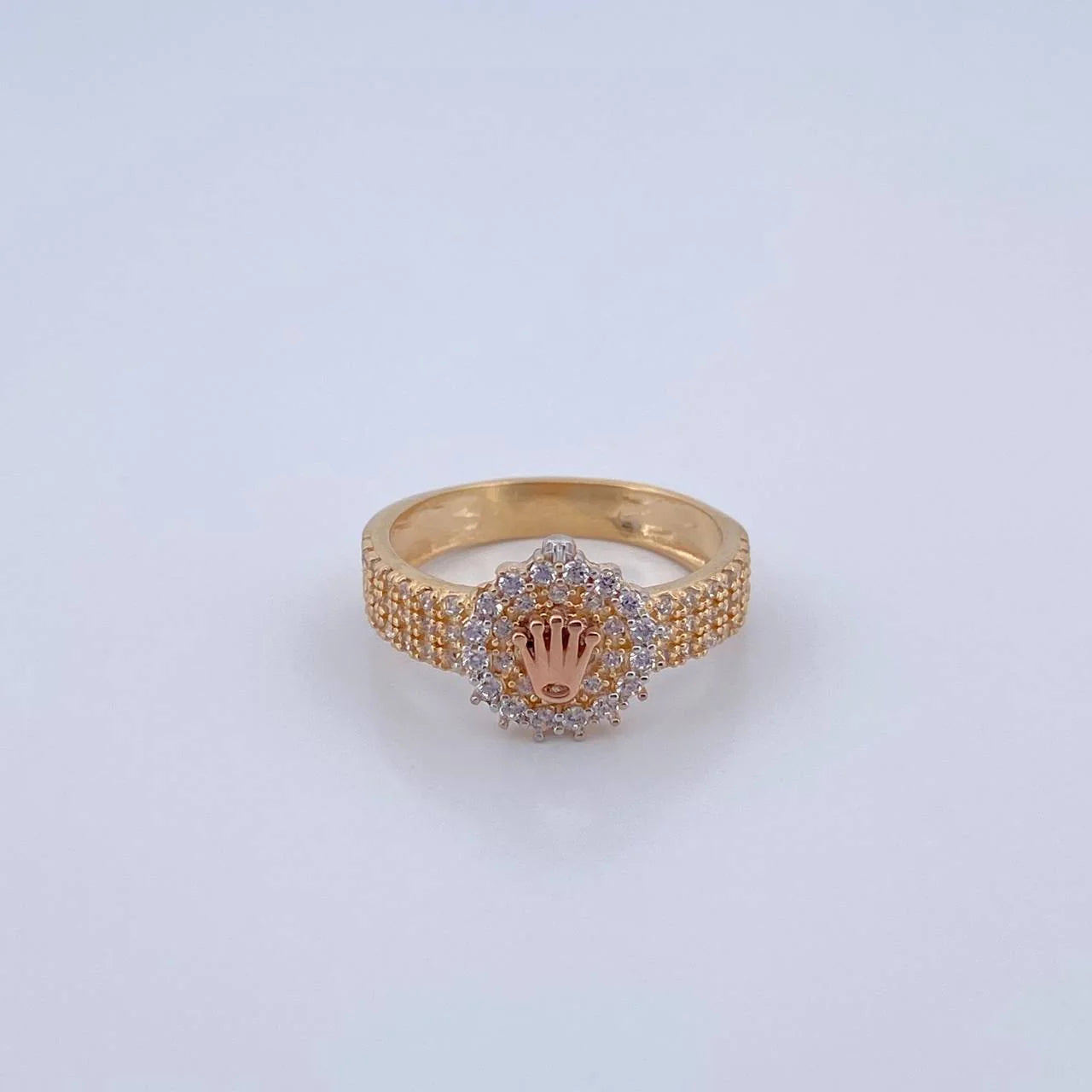 Anillo Correa Corona 3.15 g / T7 3/4 Dos Oros Amarillo Rosa 18K