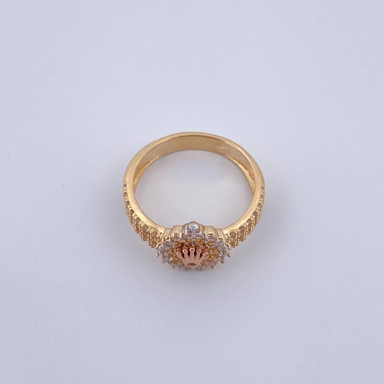 Anillo Correa Corona 3.15 g / T7 3/4 Dos Oros Amarillo Rosa 18K