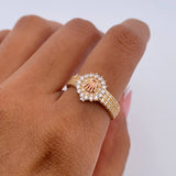 Anillo Correa Corona RX 3.25gr / T5 3/4 / Circones Blancos Tres Oros 18K &