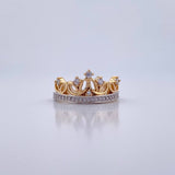 Anillo Corona 3.35gr / T6 1/4 / Circones Blancos Dos Oros Amarillo Blanco 18K &