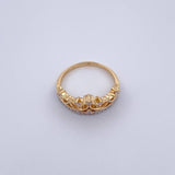 Anillo Corona 3.35gr / T6 1/4 / Circones Blancos Dos Oros Amarillo Blanco 18K &