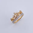 Anillo Corona 3.35gr / T6 1/4 / Circones Blancos Dos Oros Amarillo Blanco 18K &