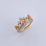 Anillo Corona 3.35gr / T6 1/4 / Circones Blancos Dos Oros Amarillo Blanco 18K &