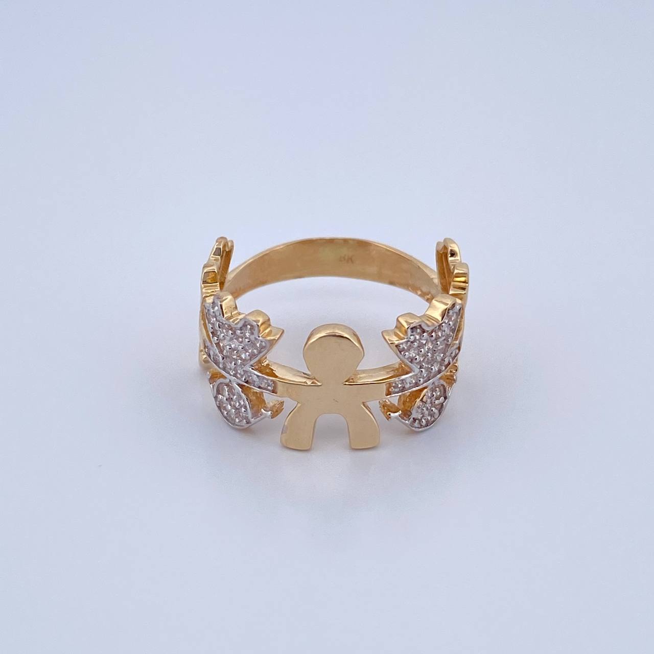 Anillo Niños 3.45gr / T7 / Circones Blancos Dos Oros Amarillo Blanco 18K &