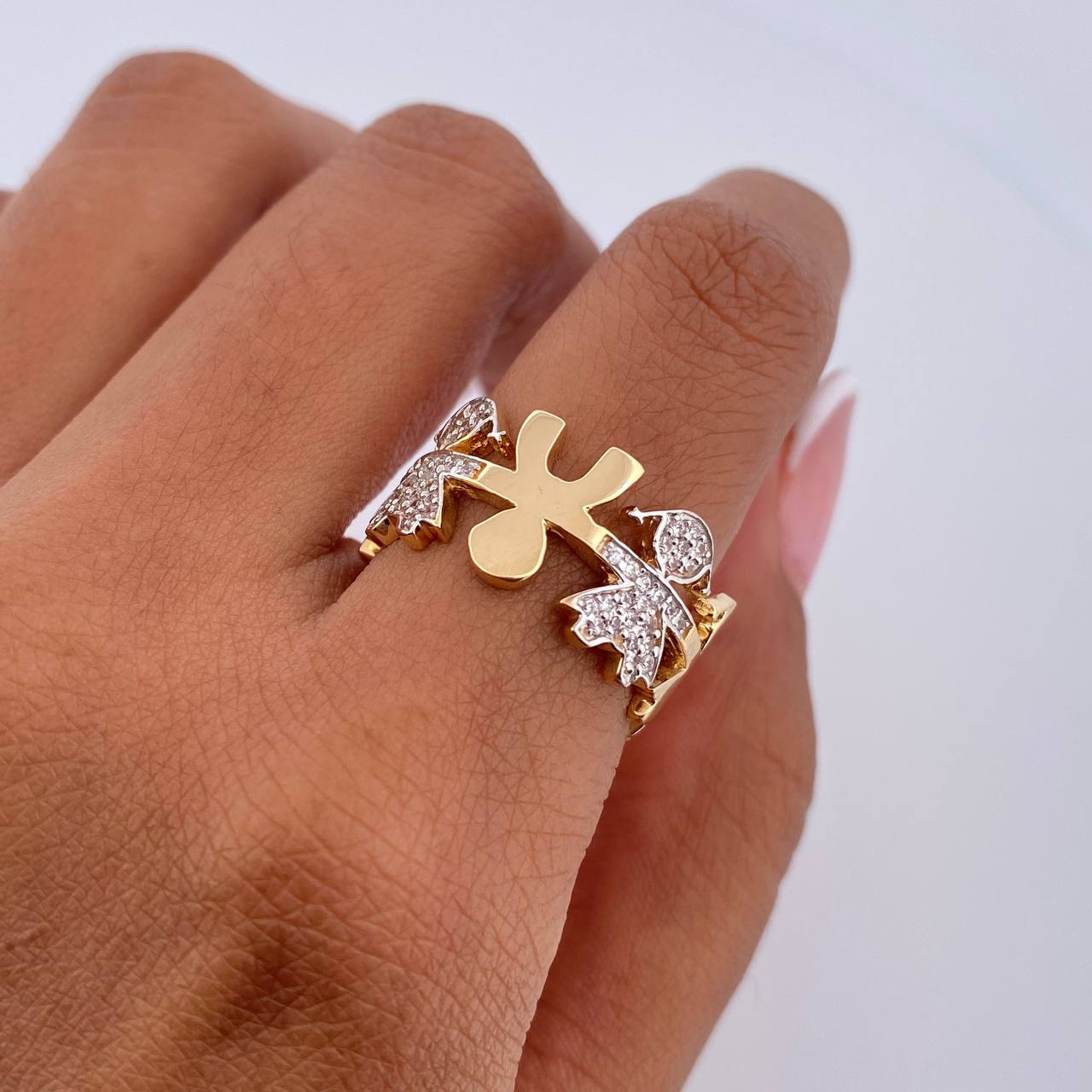 Anillo Niños 3.45gr / T7 / Circones Blancos Dos Oros Amarillo Blanco 18K &