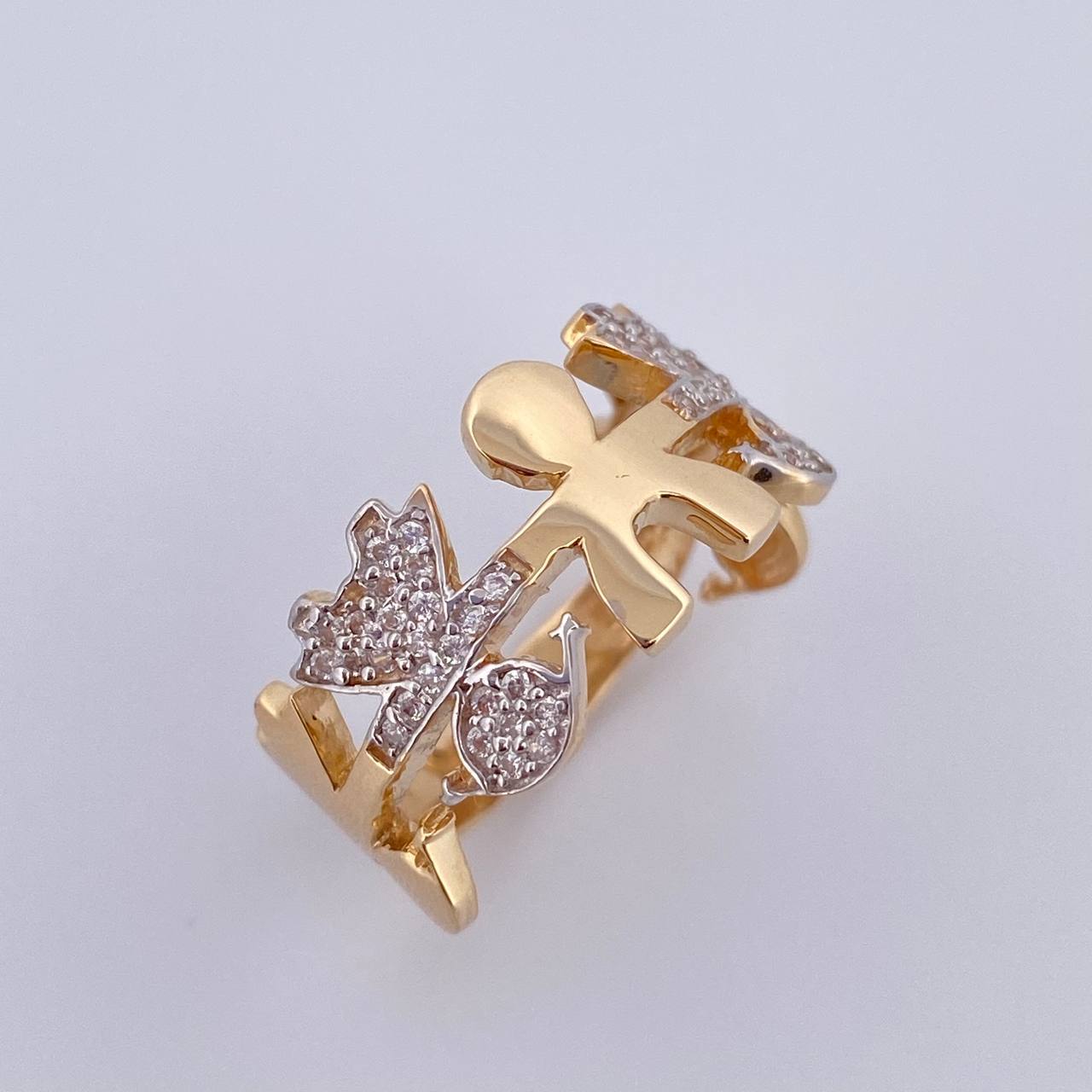 Anillo Niños 3.45gr / T7 / Circones Blancos Dos Oros Amarillo Blanco 18K &
