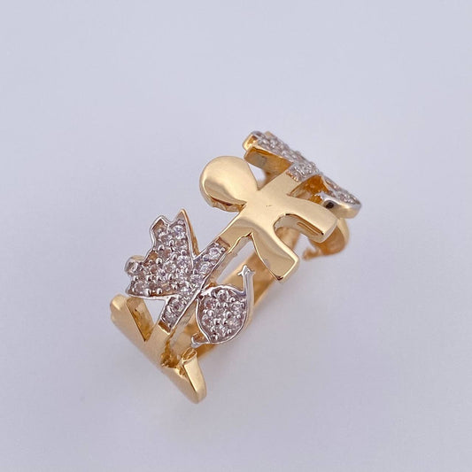 Anillo Niños 3.45gr / T7 / Circones Blancos Dos Oros Amarillo Blanco 18K &