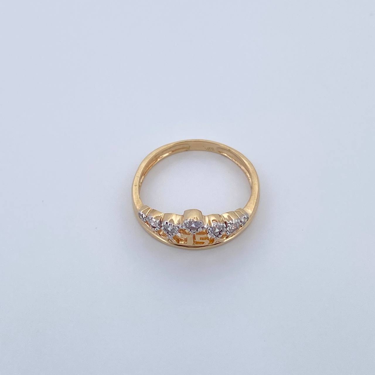 Anillo Tiara 15s 2.45gr / T5 1/2 / Circones Blancos Dos Oros Amarillo Blanco 18K &