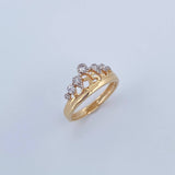 Anillo Tiara 15s 2.45gr / T5 1/2 / Circones Blancos Dos Oros Amarillo Blanco 18K &