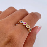 Anillo Churumbela Tupida 2.1gr / T6 1/4 / Circones Colores Oro Amarillo 18K &