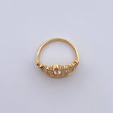 Anillo Corona Reina 3.95gr / T7 1/4 / Circones Verdes Blancos Oro Amarillo 18K &