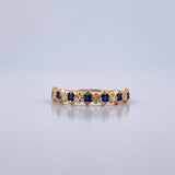 Anillo Churumbela Rombos 1.85gr / T7 1/2 / Circones Azules Oro Amarillo 18K &