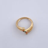 Anillo Tres Lineas Curva 3.15gr / T5 3/4 / Circones Amarillos Naranjas Verdes Oro Amarillo 18K &