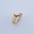 Anillo Tres Lineas Curva 3.15gr / T5 3/4 / Circones Amarillos Naranjas Verdes Oro Amarillo 18K &