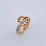 Anillo BV 3.45gr / T7 / Circones Blancos Tres Oros 18K &