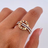 Anillo BV 3.45gr / T7 / Circones Blancos Tres Oros 18K &