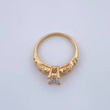Anillo Solitario Churumbela Flores 3.25gr / T6 1/4 / Circones Blancos Oro Amarillo 18K &