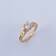 Anillo Solitario Churumbela Flores 3.25gr / T6 1/4 / Circones Blancos Oro Amarillo 18K &