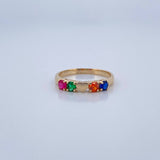 Anillo Corazon Circulos 2.15gr / T6 1/4 / Circones Fucsia Verde Naranja Azul Oro Amarillo 18K &