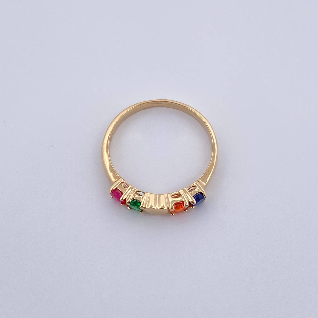 Anillo Corazon Circulos 2.15gr / T6 1/4 / Circones Fucsia Verde Naranja Azul Oro Amarillo 18K &