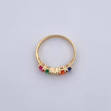 Anillo Corazon Circulos 2.15gr / T6 1/4 / Circones Fucsia Verde Naranja Azul Oro Amarillo 18K &