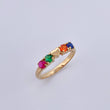 Anillo Corazon Circulos 2.15gr / T6 1/4 / Circones Fucsia Verde Naranja Azul Oro Amarillo 18K &