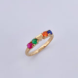 Anillo Corazon Circulos 2.15gr / T6 1/4 / Circones Fucsia Verde Naranja Azul Oro Amarillo 18K &