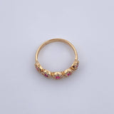 Anillo Churumbela Tupida 2.05gr / T6 1/4 / Circones Fucsias Blancos Oro Amarillo 18K &