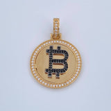 Dije Bitcoins 4.85gr / 3.2cm / Circones Negros Blancos Dos Oros Negro Amarillo 18K &