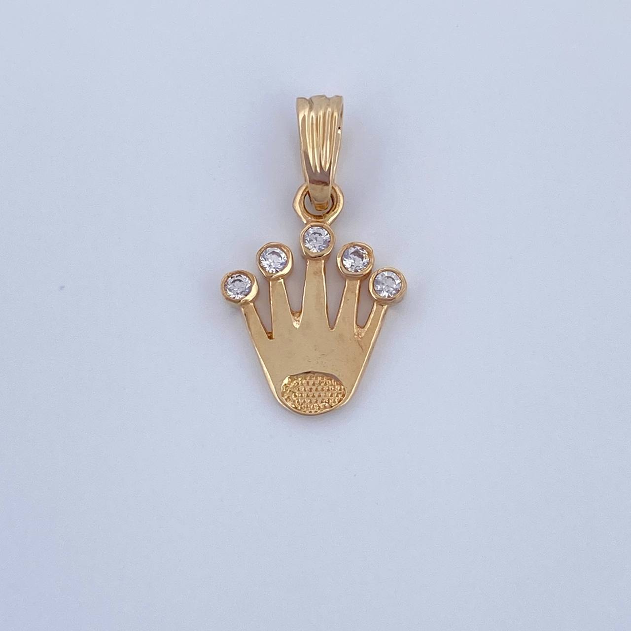 Dije Corona RX 0.9gr / 1.8cm / Circones Blancos Oro Amarillo 18K &