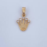Dije Corona RX 0.9gr / 1.8cm / Circones Blancos Oro Amarillo 18K &