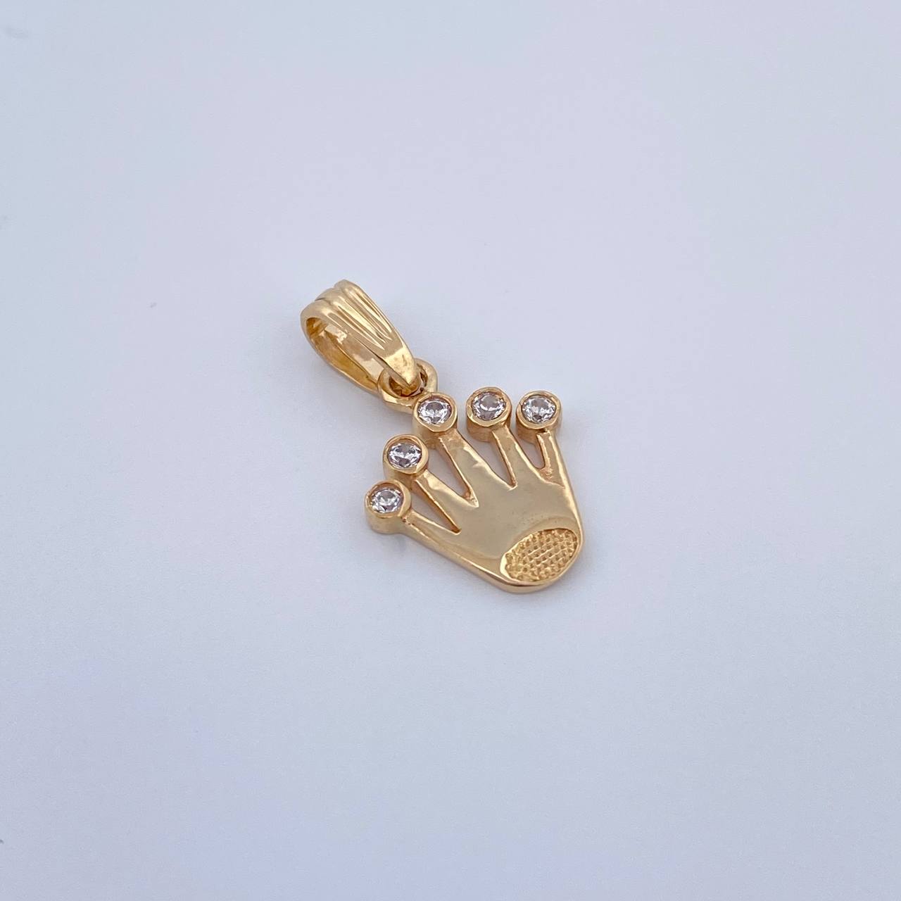 Dije Corona RX 0.9gr / 1.8cm / Circones Blancos Oro Amarillo 18K &