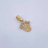Dije Corona RX 0.9gr / 1.8cm / Circones Blancos Oro Amarillo 18K &