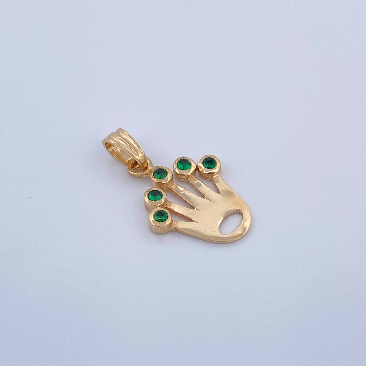 Dije Corona RX 1.2gr / 2.2cm / Circones Verdes Oro Amarillo 18K &