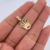 Dije Corona RX 1.2gr / 2.2cm / Circones Verdes Oro Amarillo 18K &