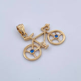 Dije Bicicleta 2.5gr / 2.5cm / Circones Azules Oro Amarillo 18K &