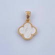 Dije Trebol 1.85gr / 2.4cm / Nacar Blanco Oro Amarillo Nac.Esp. 18K &